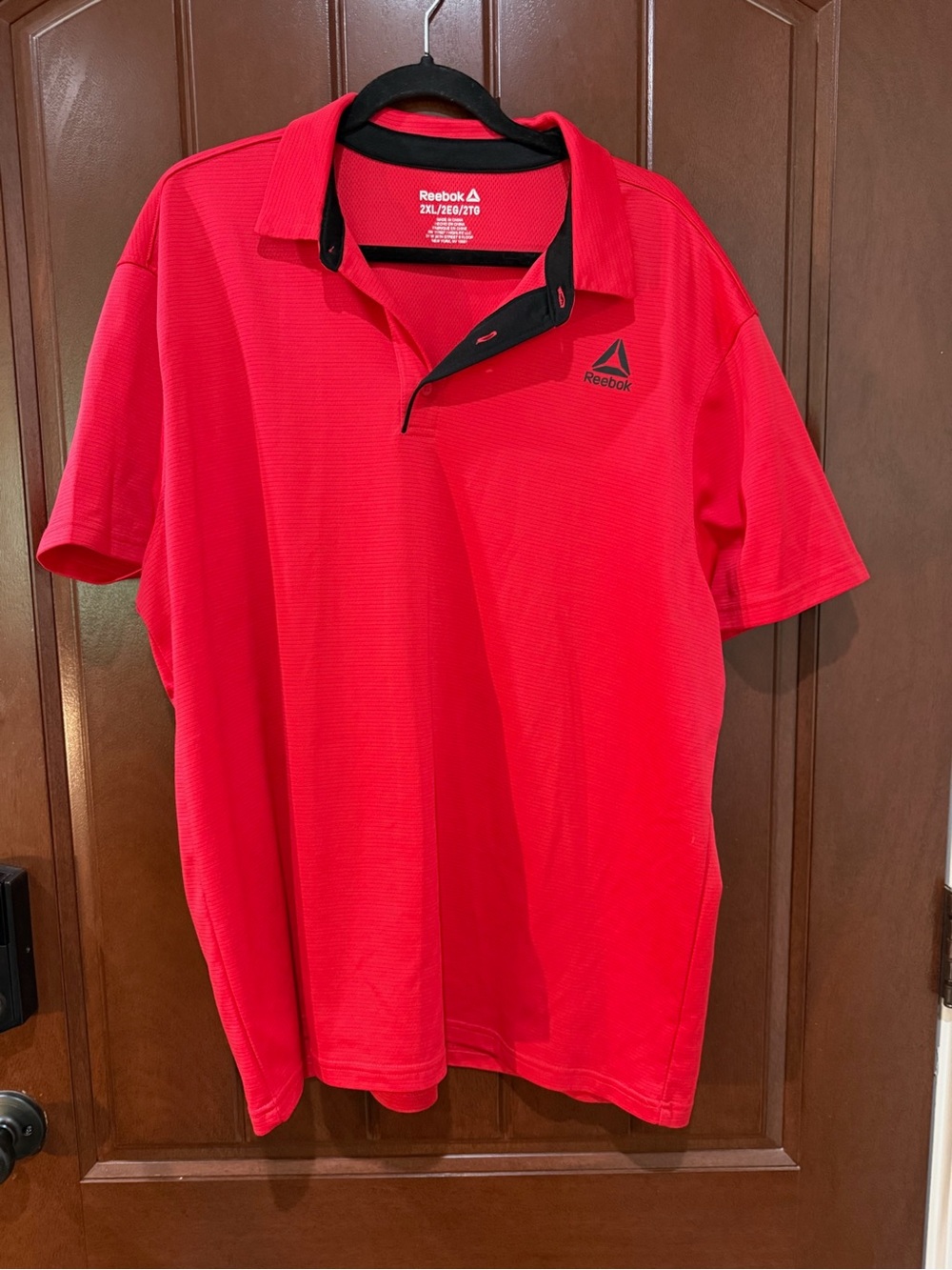 Reebok Men's Bright Red Polo with Black Trim